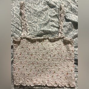 Pacsun floral white cropped cami